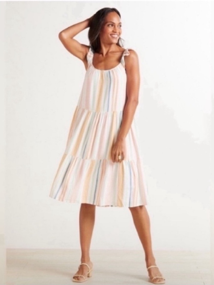 Rails Capri Melon Stripe Linen Blend Tiered Sundress In Pastel Multicolor Sz Xs